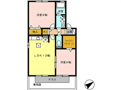 クウラージュ(2LDK/1階)の間取り写真