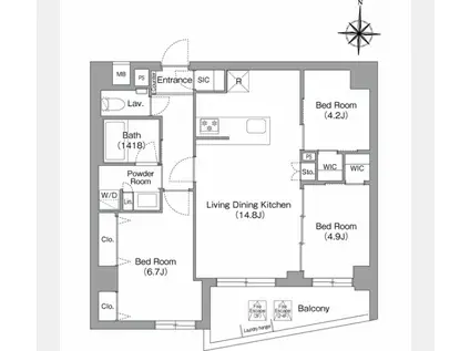 コンフォリア・リヴ永福町(3LDK/3階)の間取り写真