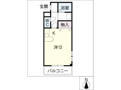 プラシードマンション明成(ワンルーム/2階)の間取り写真