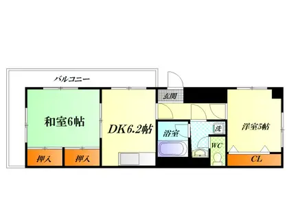 MARINE HEIGHTS(2DK/4階)の間取り写真