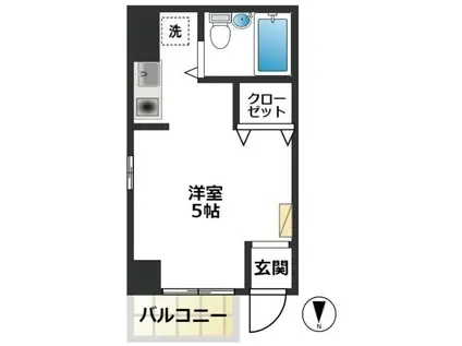 フラッツ早稲田(ワンルーム/2階)の間取り写真