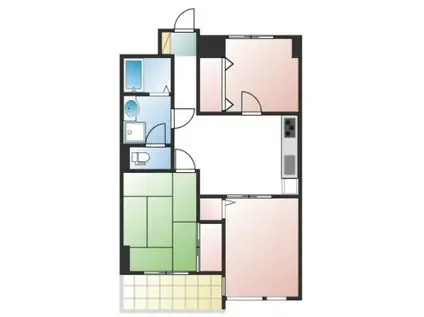 多摩パークパレス(3DK/2階)の間取り写真