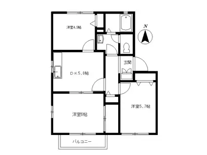 ロマネハイツA(3K/1階)の間取り写真