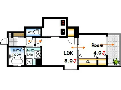 セントヒルズ幟町(2K/10階)の間取り写真