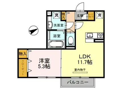 レリ ヤン ファミリオ(1LDK/2階)の間取り写真