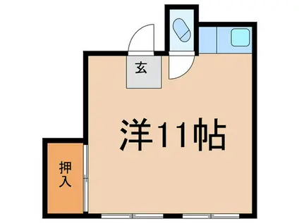 パラダイム元麻布(ワンルーム/2階)の間取り写真