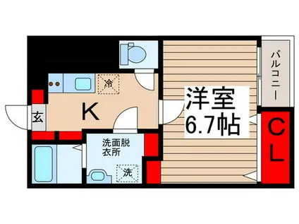 MELDIA野田B(1K/1階)の間取り写真