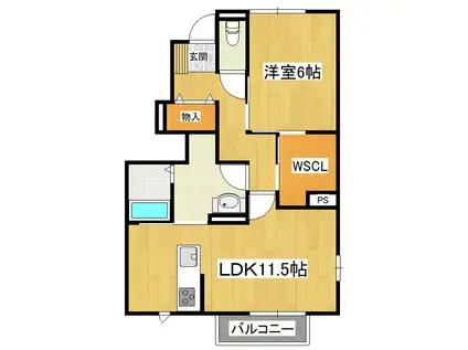 サンシャインB(1LDK/1階)の間取り写真