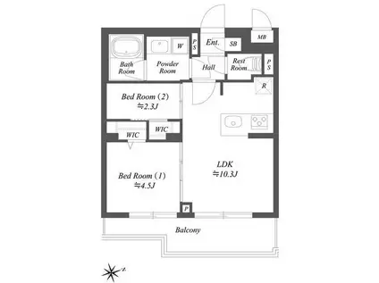 ブランシエスタ(2LDK/4階)の間取り写真