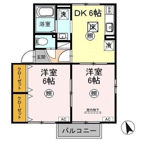 ドミールA/B(2DK/1階)の間取り写真