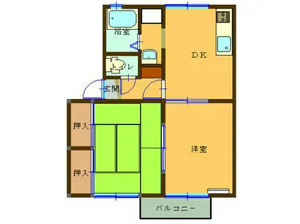 サンセジュール大塚A棟(2DK/2階)の間取り写真