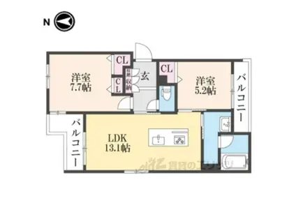 REVE AU-DELA(2LDK/3階)の間取り写真