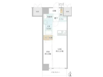 DAIYASTORK阿波座(1LDK/10階)の間取り写真