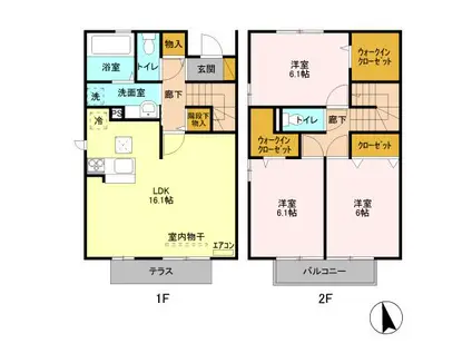 ファミリアつくば(3LDK/1階)の間取り写真