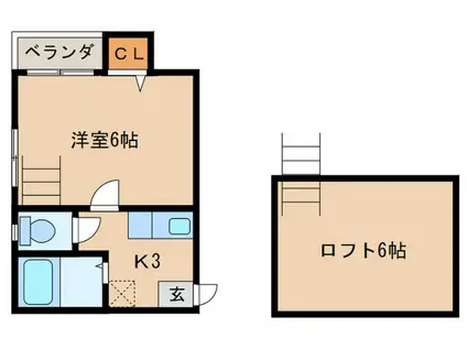 エンルート栄生(1K/1階)の間取り写真