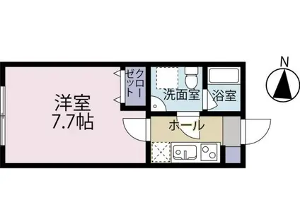 アミティ館内一番館(1K/4階)の間取り写真