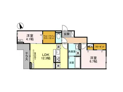 Dアヴァンス赤山(2LDK/3階)の間取り写真