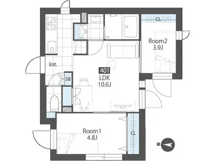 SUCCEED RESIDENCE KAMEIDO(2LDK/4階)の間取り写真