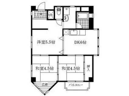 フルーヴェ1番館(3DK/3階)の間取り写真