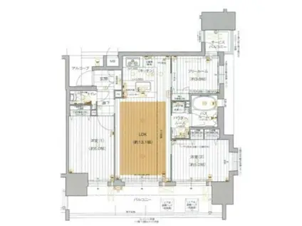 クリスタルエグゼ心斎橋(3LDK/5階)の間取り写真