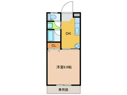 グリーンコーポII(1DK/1階)の間取り写真