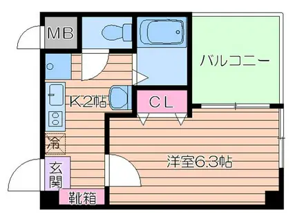 B-RISE新町(1K/3階)の間取り写真