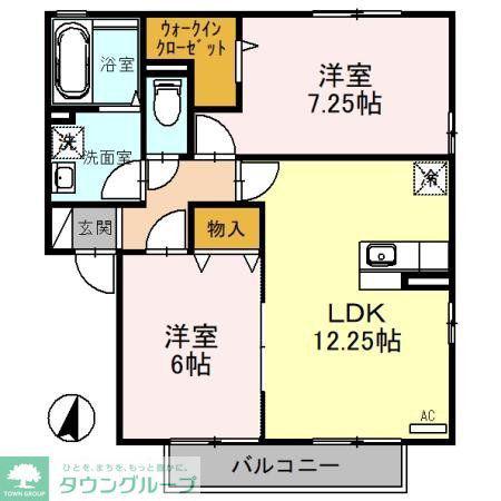 カサグランデF棟(2LDK/2階)の間取り写真