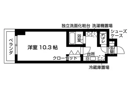 WELLコート山手(1K/2階)の間取り写真