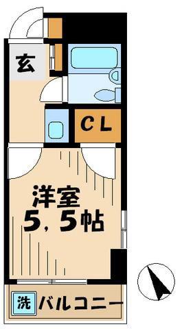 TISマンション堀之内(1K/5階)の間取り写真