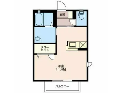 ラフィネ西脇(ワンルーム/1階)の間取り写真