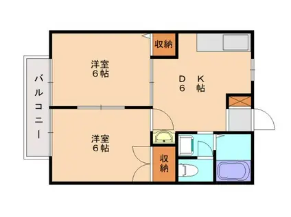 ファミールコートII(2DK/1階)の間取り写真