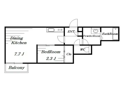 G-SMART 千葉(1DK/1階)の間取り写真