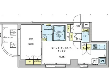 ドゥーエ五反田(1LDK/7階)の間取り写真