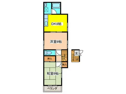 大井5丁目ハイツ(2DK/2階)の間取り写真