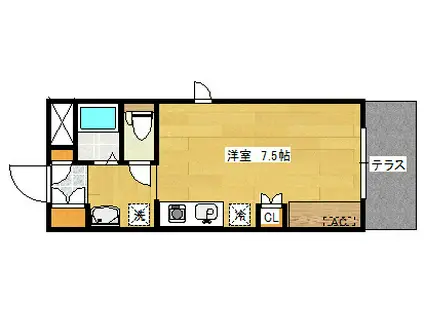 エスポワール南万代(ワンルーム/1階)の間取り写真