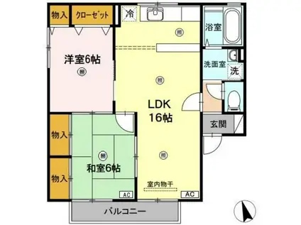 T.VILLAGE B(2LDK/1階)の間取り写真