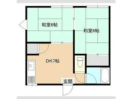 タウニィ塩屋(2DK/1階)の間取り写真