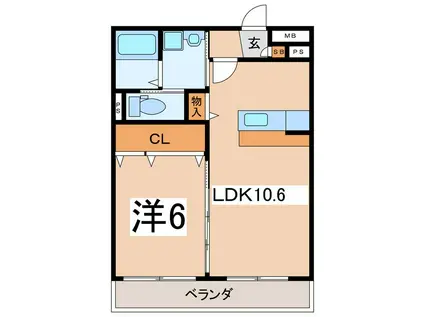 サンフェリーチェ 石和(1LDK/3階)の間取り写真