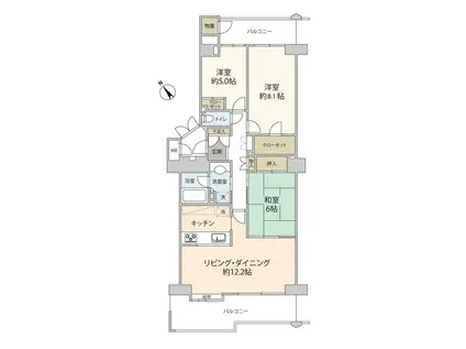 桂パークハウス東街区参番館(3LDK/9階)の間取り写真