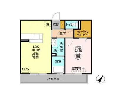 カーサ・ブリリオ(1LDK/2階)の間取り写真