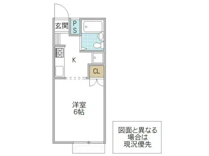 ハイツ 末広(1K/1階)の間取り写真