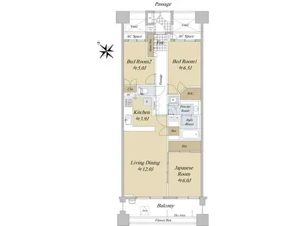 グランアルト加賀(3LDK/10階)の間取り写真