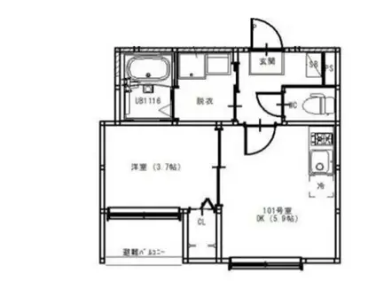 STARLIGHT STUDIOS(1DK/1階)の間取り写真