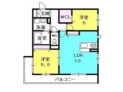 MAST COURT 丸橋(2LDK/3階)の間取り写真