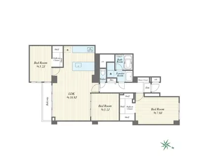 戸山マンション(3LDK/5階)の間取り写真