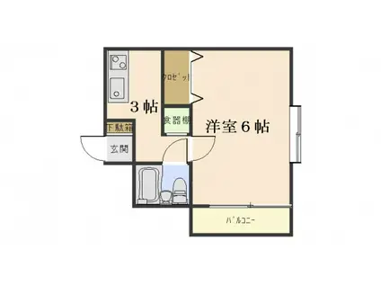 エステート9大州(1K/1階)の間取り写真