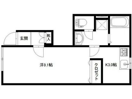 ノース HILL 幸(1K/1階)の間取り写真