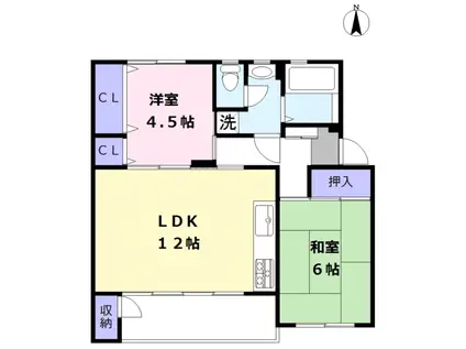 西三田団地6街区(2LDK/5階)の間取り写真