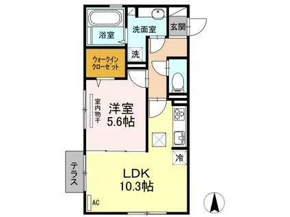 ドミール WITHD(1LDK/1階)の間取り写真