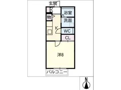 竜美ウエスト(1K/2階)の間取り写真